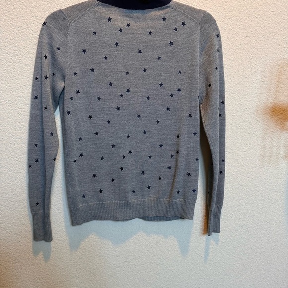 J. Crew Gray and Blue Cardigan Sweater with Polka Dot Pattern - Picture 5 of 9